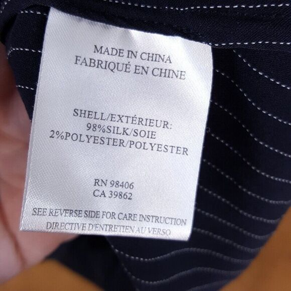 THEORY Top Womens Small Black Pinstripe Sleeveless Silk Shell Tank FLAWED - Picture 5 of 8